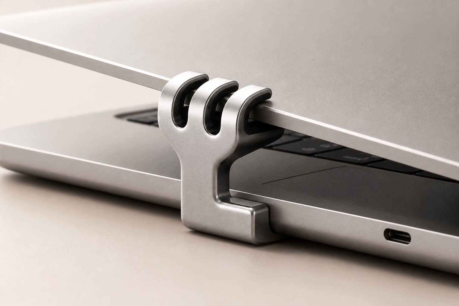 RomeLid holding a MacBook lid one centimeter open